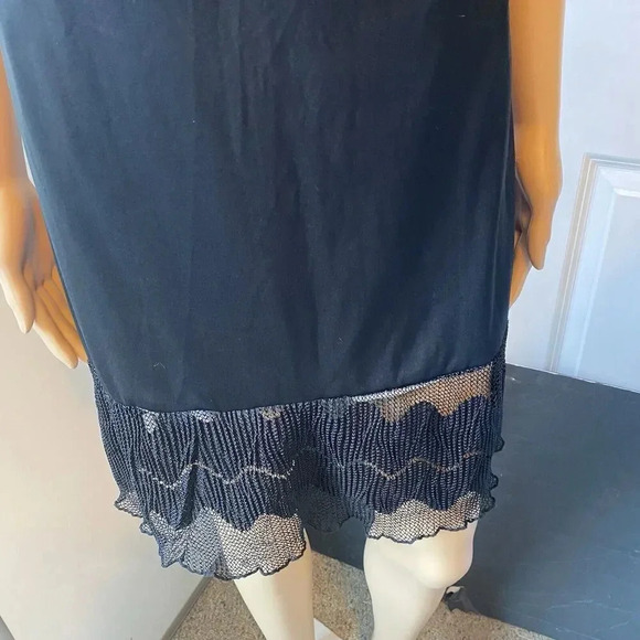 VTG Y2K Orange USA Whimsigoth Witchy Midi Dress S-M Mesh Open Knit Black Stretch - Picture 11 of 16